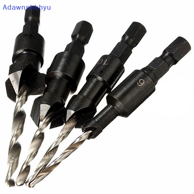 Adhyu 4Pcs 5giling HSS Countersink Mata Bor Set Woodworking Alat Pertukangan 6-12# Id