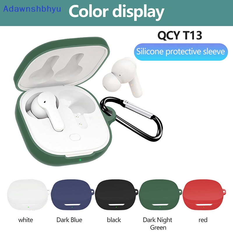 Adhyu Trendi Lucu Shockproof Bluetooth Headset Case Tahan Debu Soft Shell Silikon Earphone Cases Untuk QCY T13 Charging Box Dengan Hook ID