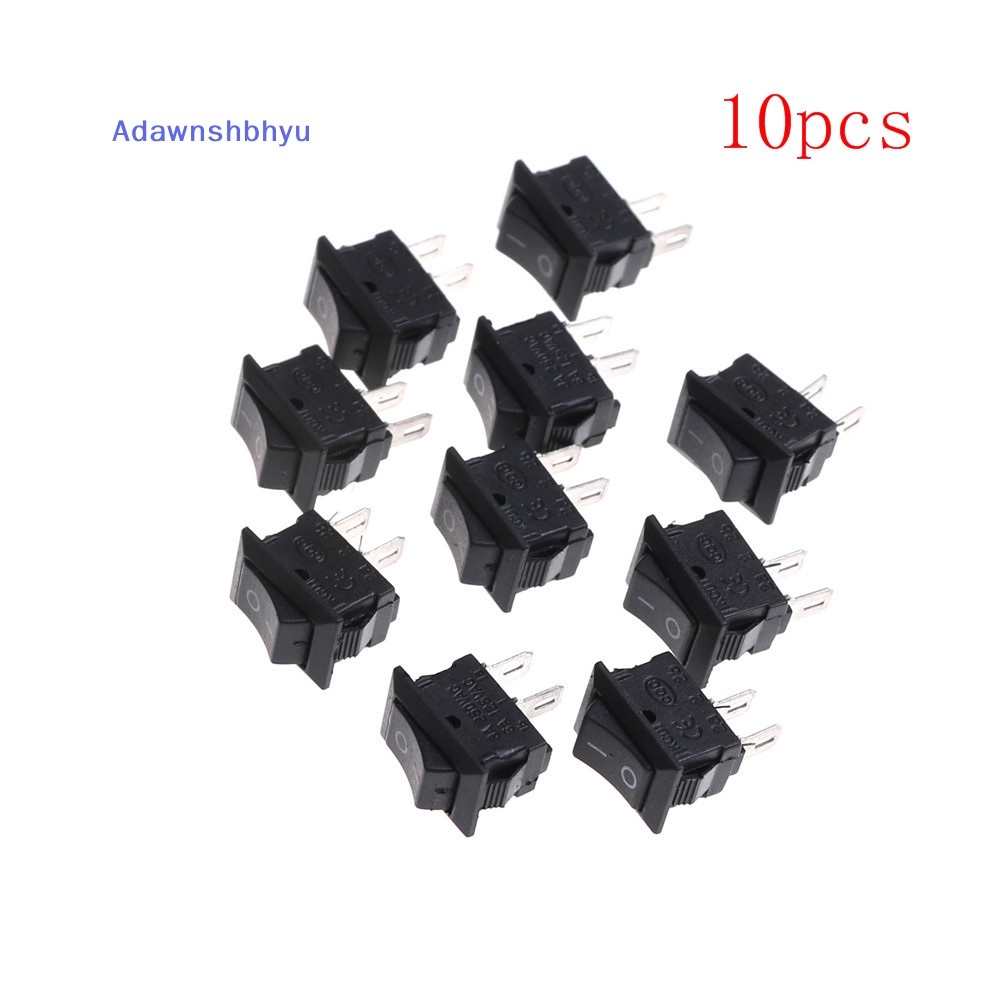 Adhyu 10Pcs 10*15MM Rocker Switch Hitam Kecil KCD1-11 250VAC/3A 6A 125V AC 2P Saklar ID