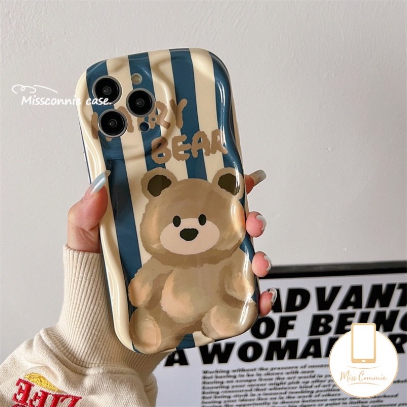 Casing Beruang Motif Garis Lucu Motif Bunga Tulip Kelinci Untuk Realme C21Y C55 C53 C25 C25Y C33 C35 C20A 5 6 5S 5i 7i C11 C25s C15 C3 C20 C30 C21 C11 2021 C12 C31 C17 Casing Tepi Melengkung Bergelombang 3D