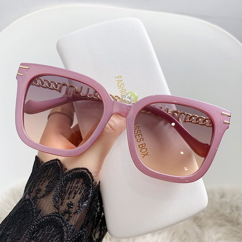 Fashion Square Aesthetic Shades Sunglasses Untuk Wanita/Men Metal Frame Sunglasses Eyewear