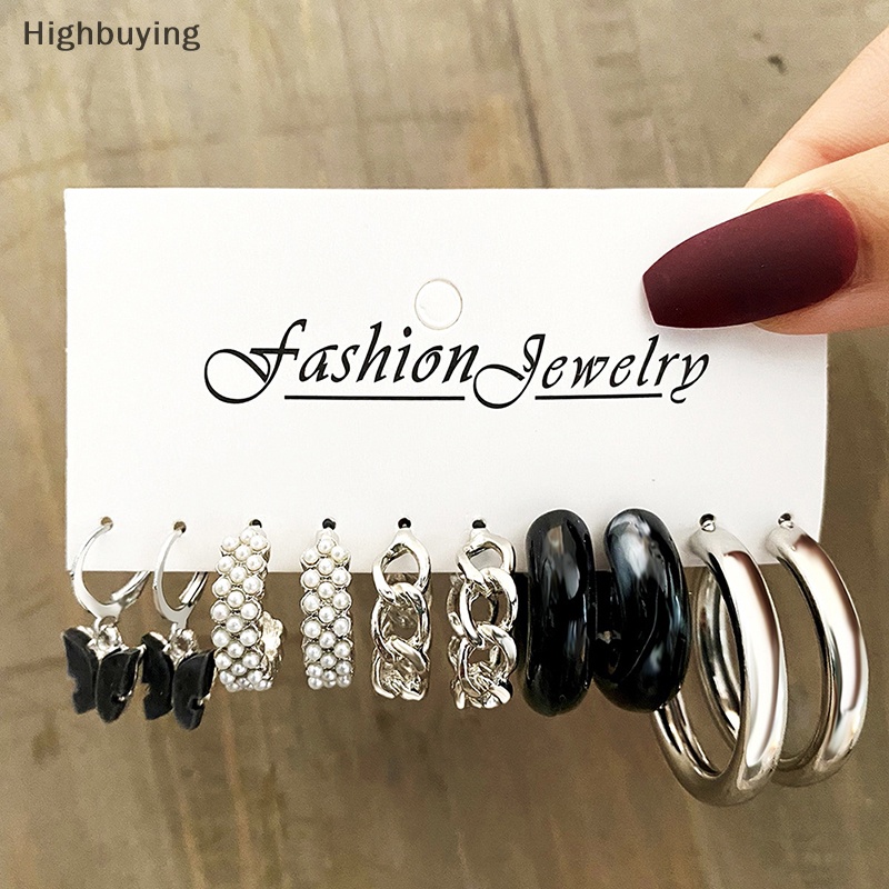 Hbid 5pasang/Set Berbagai Jenis Kepribadian Fashion Logam Mutiara Anting Set Wanita Fashion Aksesoris Glory