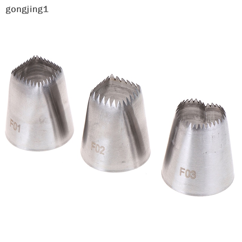 Ggg 3pcs Persegi Hati Icing Piping Nozzle Rusia DIY Cream Kue Pastry Tips Alat ID