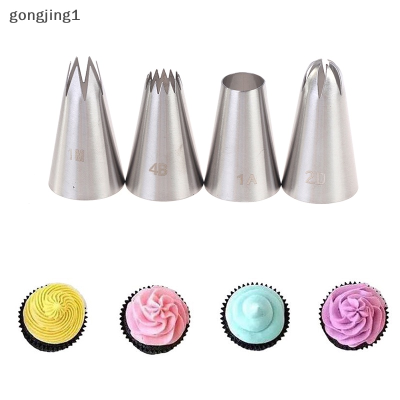 Ggg 4Pcs Nozzle Sedang Stainless Steel Icing Piping Nozel Pastry Tip Alat Baking ID