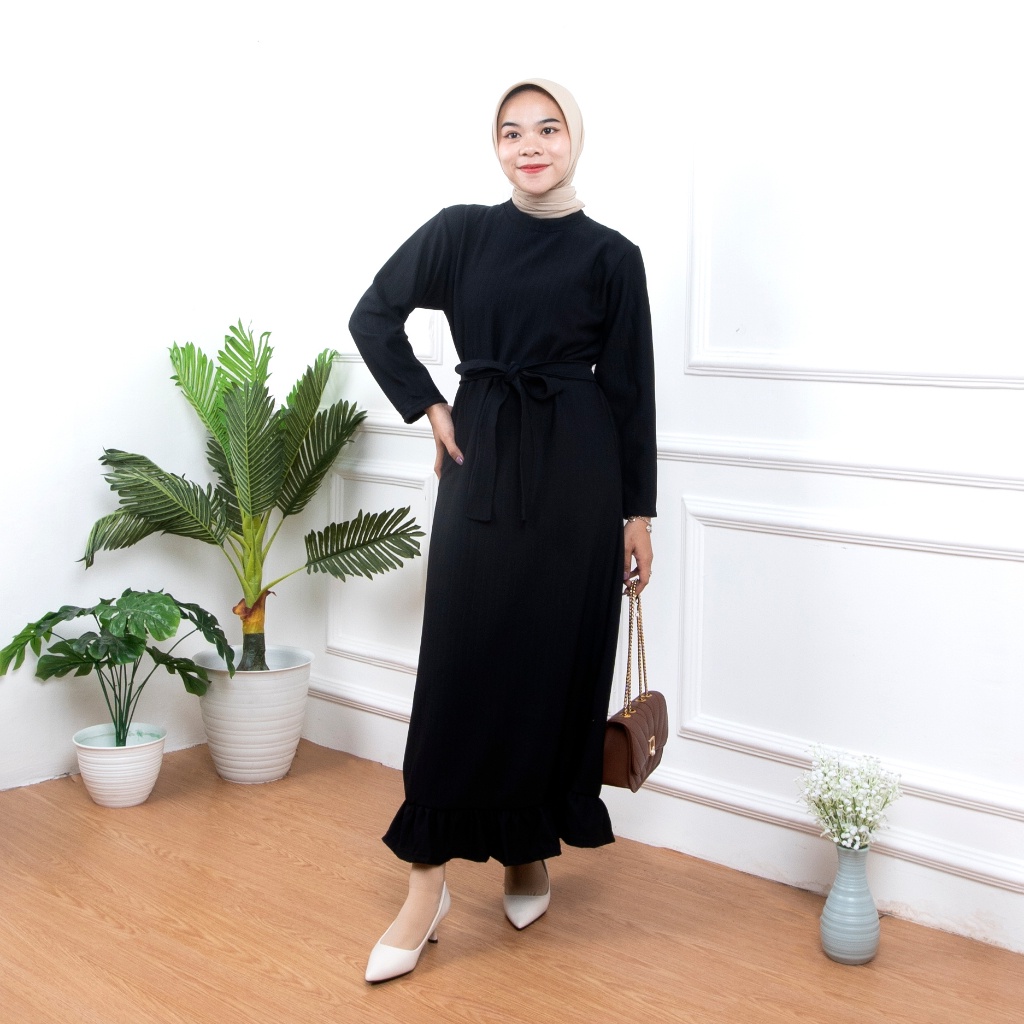 BEFAST - ZNF DRESS MAXY RIMA / Elma Dress Hornet Knit / Dress Wanita RIB Keluaran Terbaru / Fashion Wanita Remaja ABG Trendy / OOTD Wanita Ala Style Korean / Dress Knit Lengan Panjang / Pakaian Kekinian Wanita Kondangan Hijab