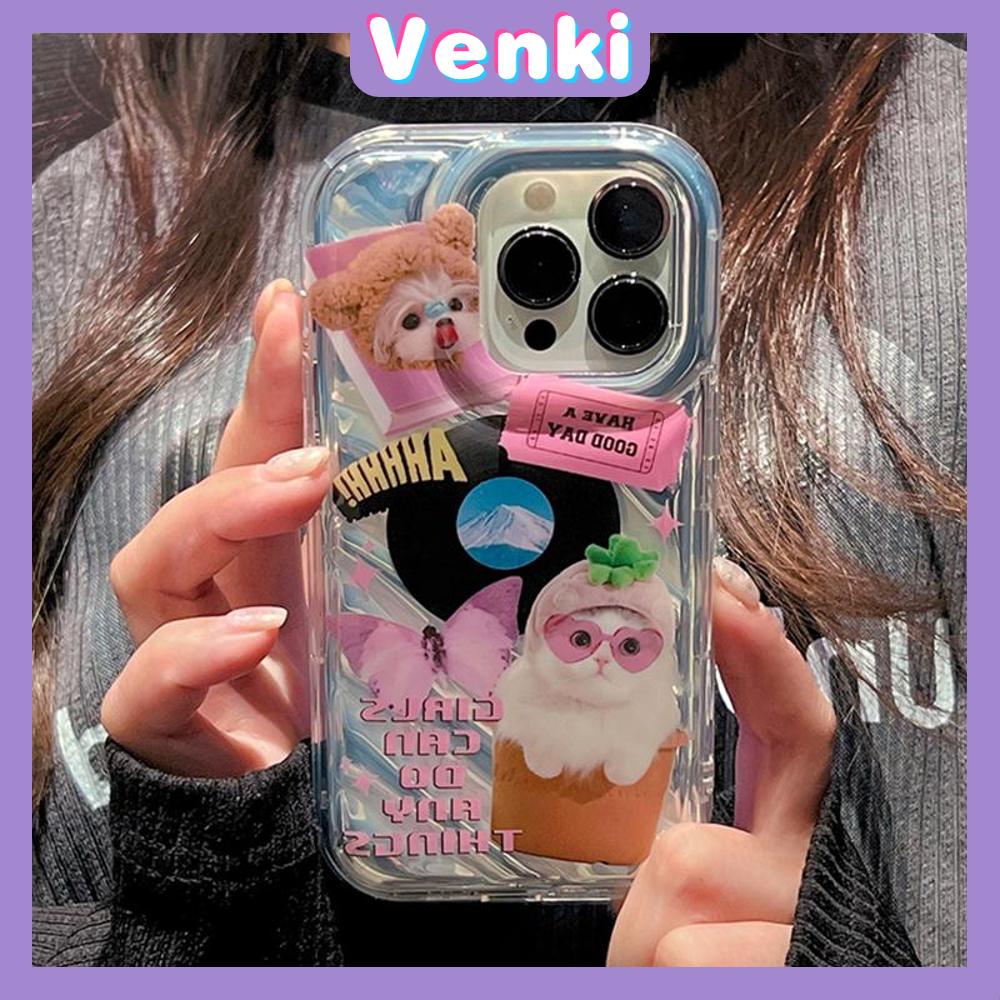 VENKI - For iPhone 11 iPhone Case Laser Reflective Transparent Phone Case TPU Soft Shockproof Airbag Case Protective Camera Butterfly Cat Compatible with iPhone 14 13 Pro max 12