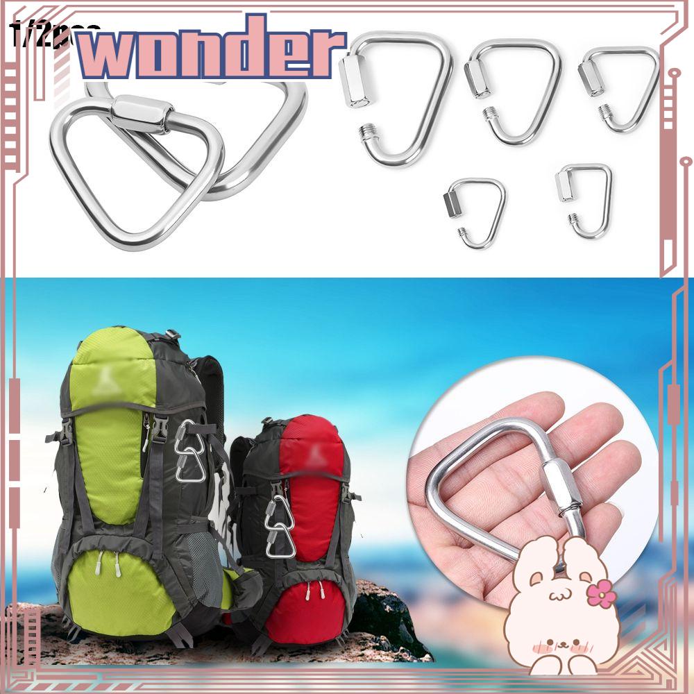 Wonder1/2pcs Carabiner Segitiga 5ukuran Aksesoris Kunci Sekrup Peralatan Panjat Ketel Gesper Rantai