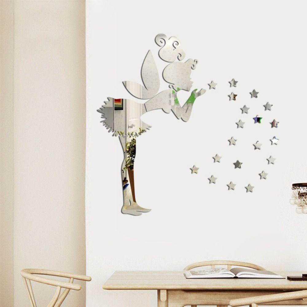 Populer 1set Cermin Stiker Dinding DIY Perekat Diri Gaya Modern Mural Art