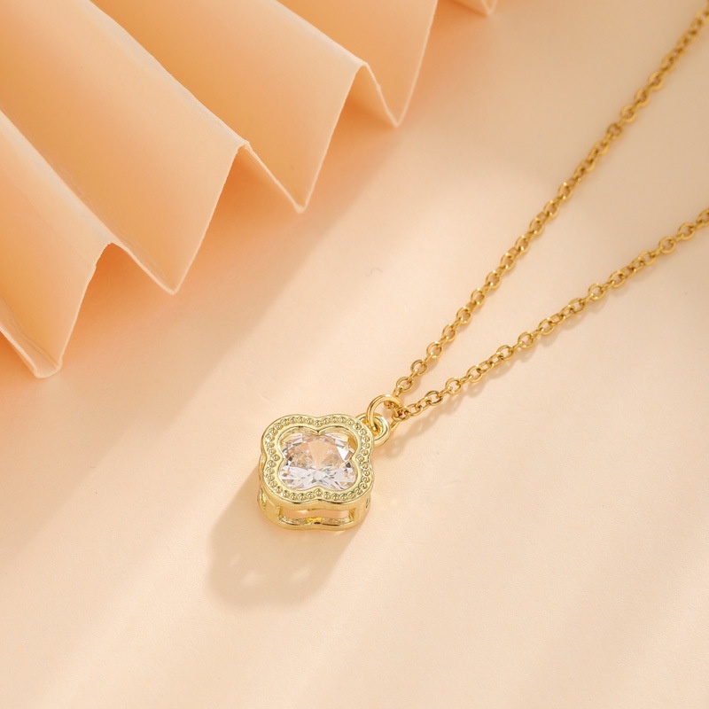 Versi Korea Fashion Wanita Baru Zirkon Hias Liontin Emas 18 K Kalung Gadis Perhiasan Hadiah XL23016