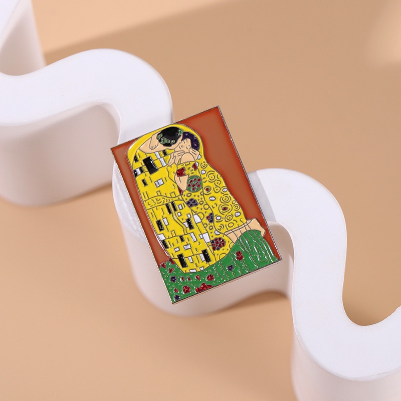 The Kiss By Klimt Art Lukisan Minyak Enamel Pin Kerah Lencana Ransel Bros Pakaian Perhiasan Hadiah Aksesoris