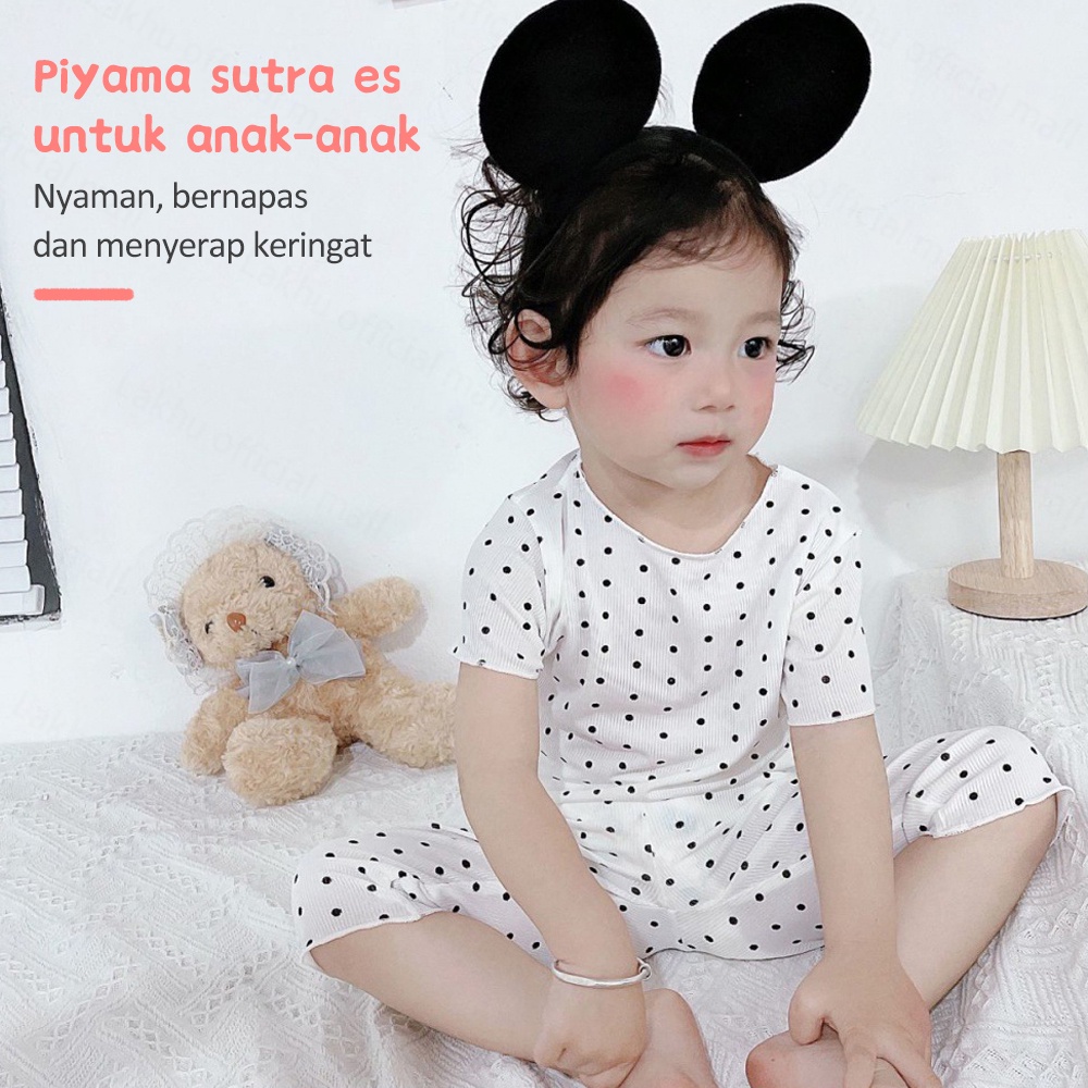 Lakhu Piyama Anak Perempuan Motif Polkadot Bayi Perempuan Baju Tidur Lucu Import