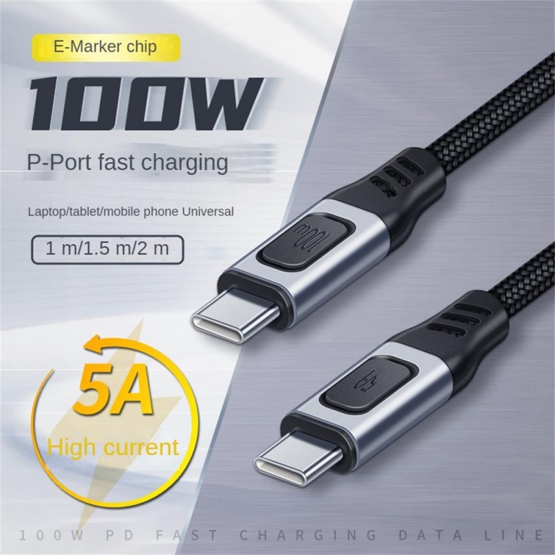 20v 5A 100W Type-C Data Line Double C Line Super Fast Charging Kabel Data PD Tipe-C Male TO Male C TO C Charging Transmisi