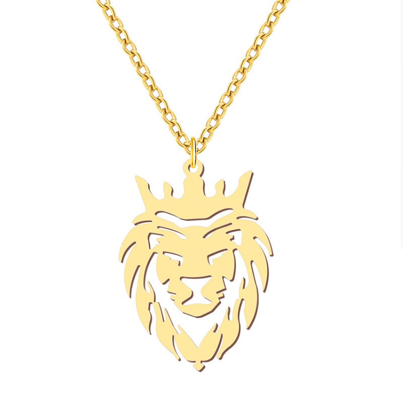 Zh Perhiasan Fashion Pria Anti Karat Mahkota Lion King Liontin Kalung Hip Hop Rock Pesta Perhiasan Pengiriman