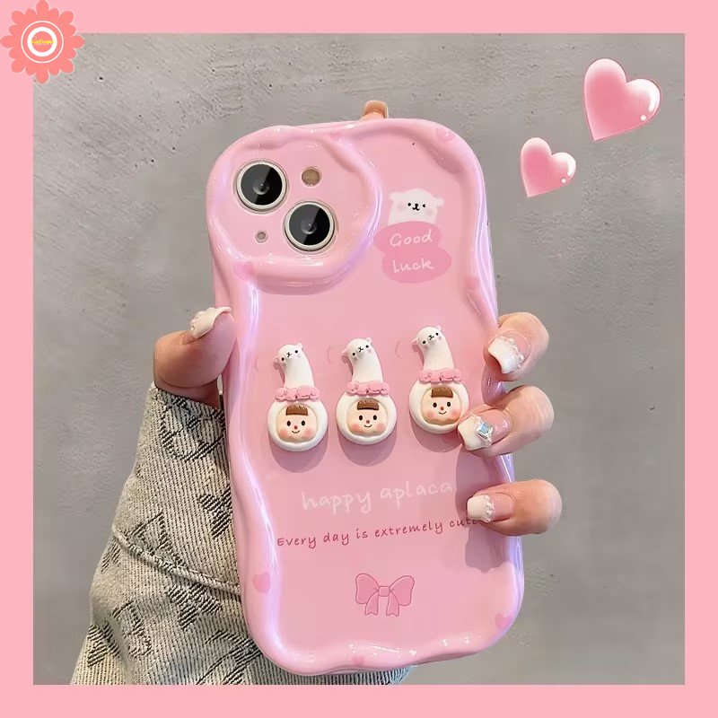 3d Mainan Lucu Kartun Lucu Alpaka Cewek Case Untuk Realme C53 C55 C33 C12 C25Y C21Y C30 C25s C11 C21 C17 C35 C25 C31 C15 6i 9i 5 7i 5i 5s C3 C20 C20A Lembut 3D Bergelombang Tepi Melengkung Case