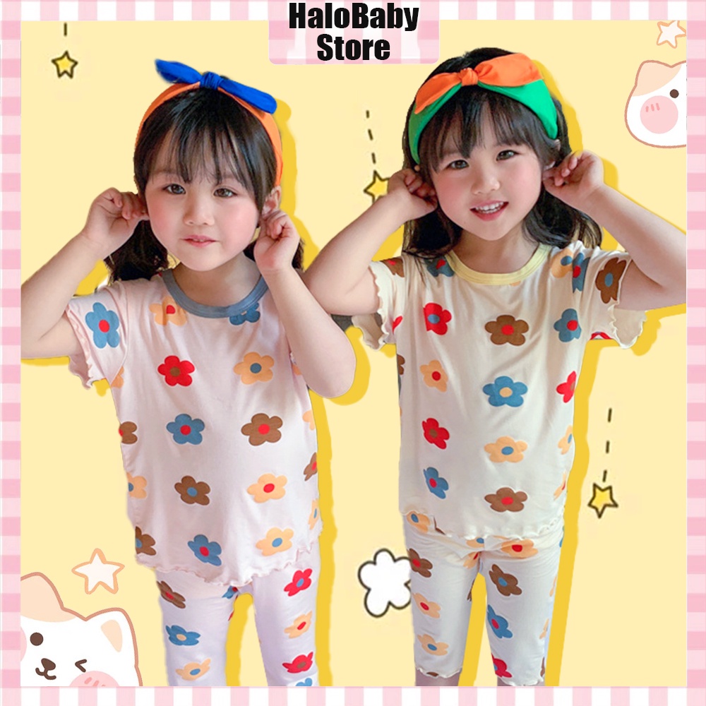 Halo Baby 1-5 Tahun Piyama Setelan Anak Lengan Pendek/Baju Tidur Anak Perempuan/Piyama Sutra Es Anak