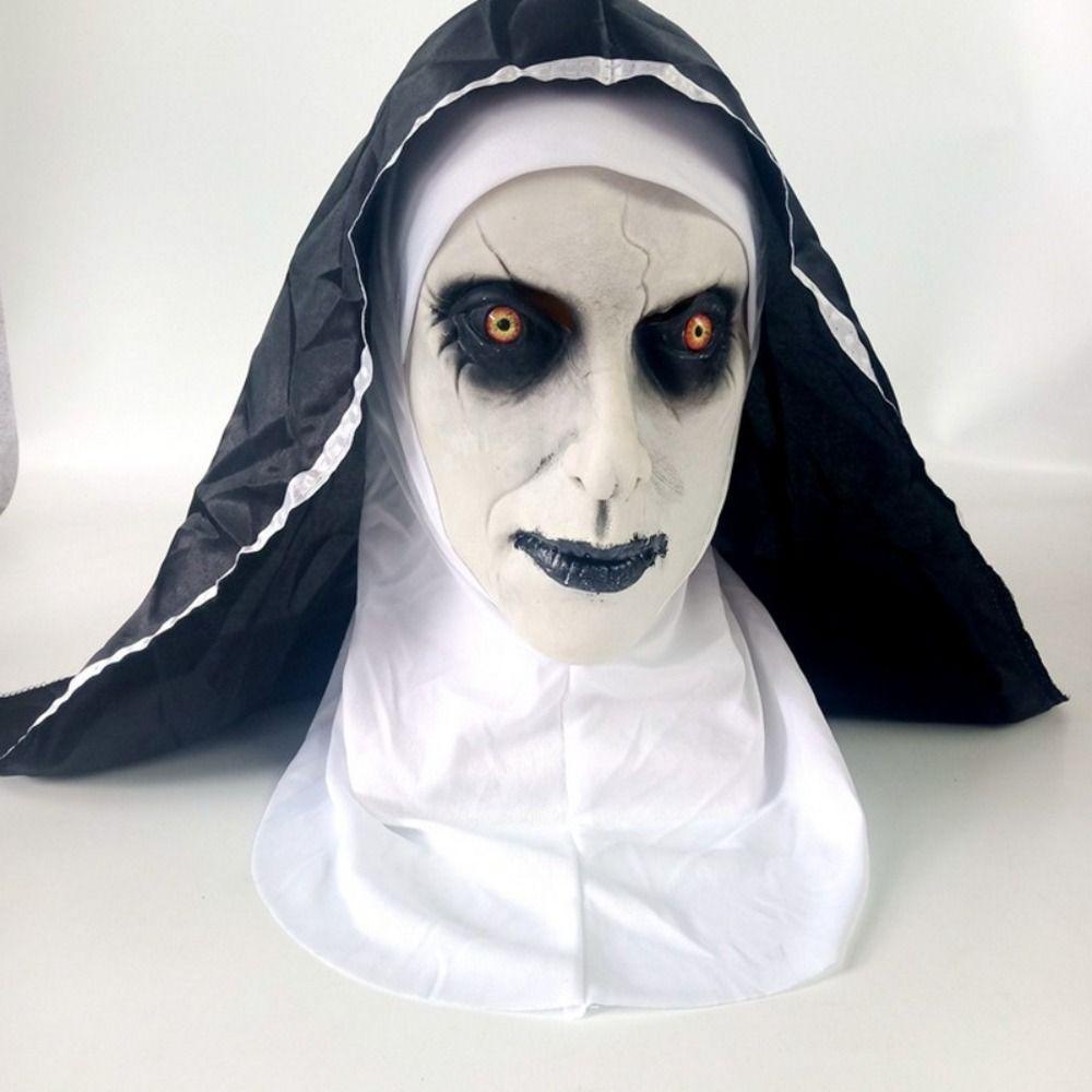 Needway   Mengerikan Nun Topeng Lateks Kostum Alat Peraga Novelty Cosplay Prop Halloween Kinerja Prop Halloween Cosplay Evocation 2nun Topeng