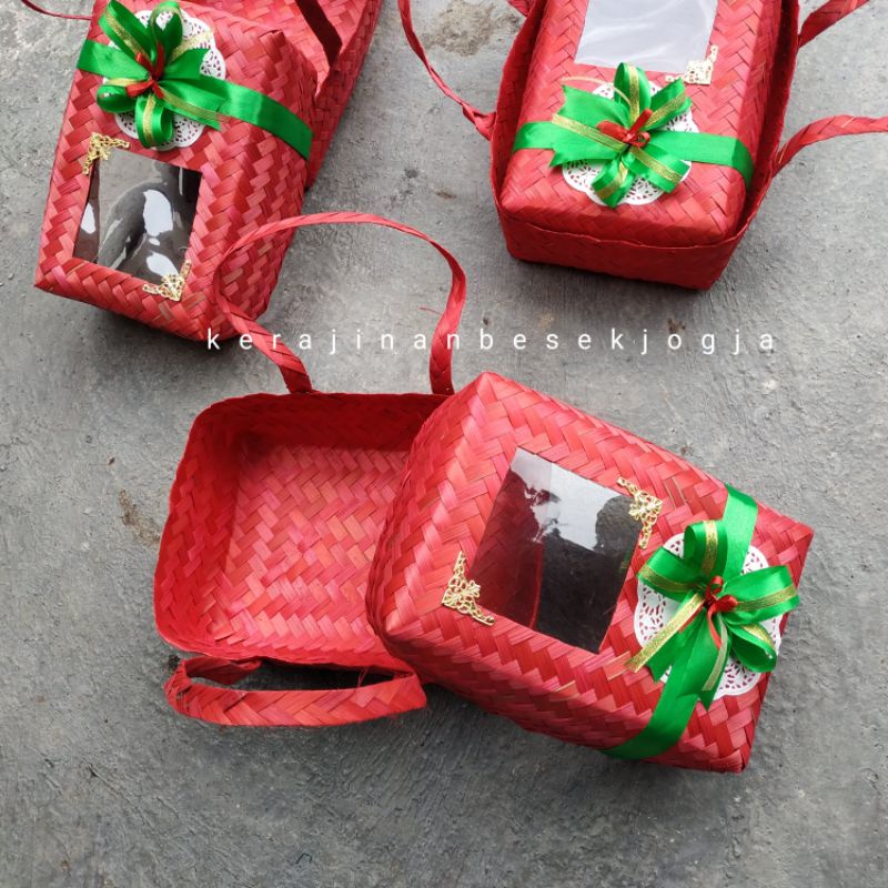 BESEK JINJING 20X30 WARNA MIKA PITA ORNAMEN/besek premium/besek jinjing/besek unik/besek mika/nasi b