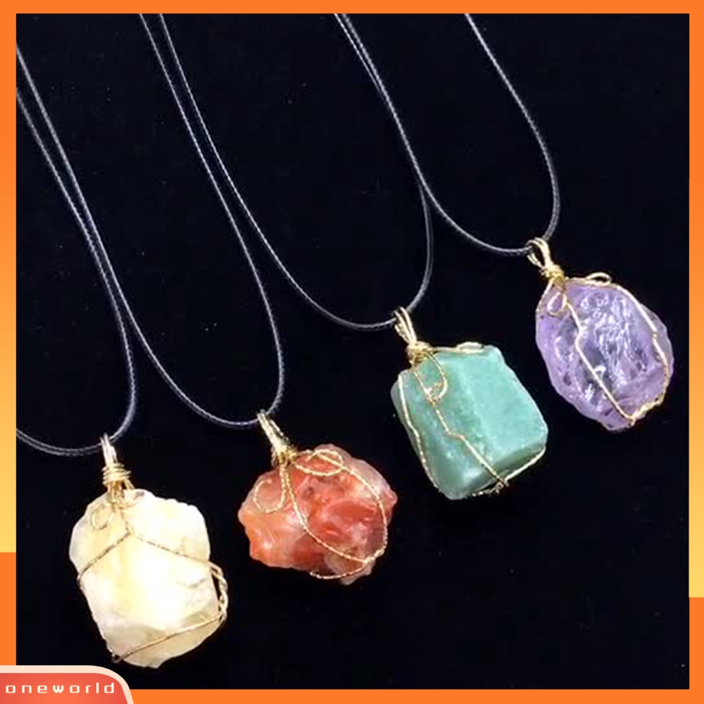 [ONE] Kalung Liontin Kristal Imitasi Tidak Teratur Bentuk Batu Unisex Warna Cerah DIY Perhiasan Liontin Perhiasan Hadiah