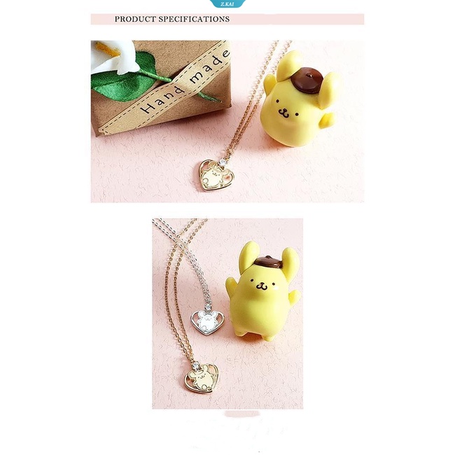 New Kawaii Lucu Sanrio Pom Pom Purin Kalung Sterling Silver Electroplate Silver Ornamen Gadis Hadiah Natal Untuk Pacar [ZK]