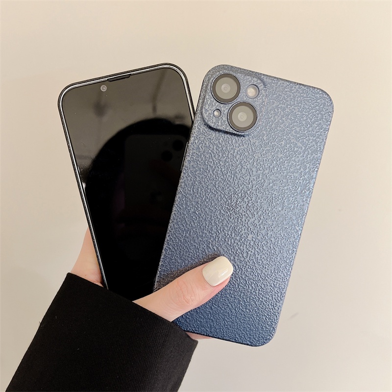 IPHONE Casing hard case PC Ponsel Ultra-Tipis Untuk Iphone13 14 12 Pro max Warna solid Casing Ponsel Penutup Belakang Motif Berbocor Untuk Iphone14Plus case Tahan Jatuh Casing Lensa Ponsel