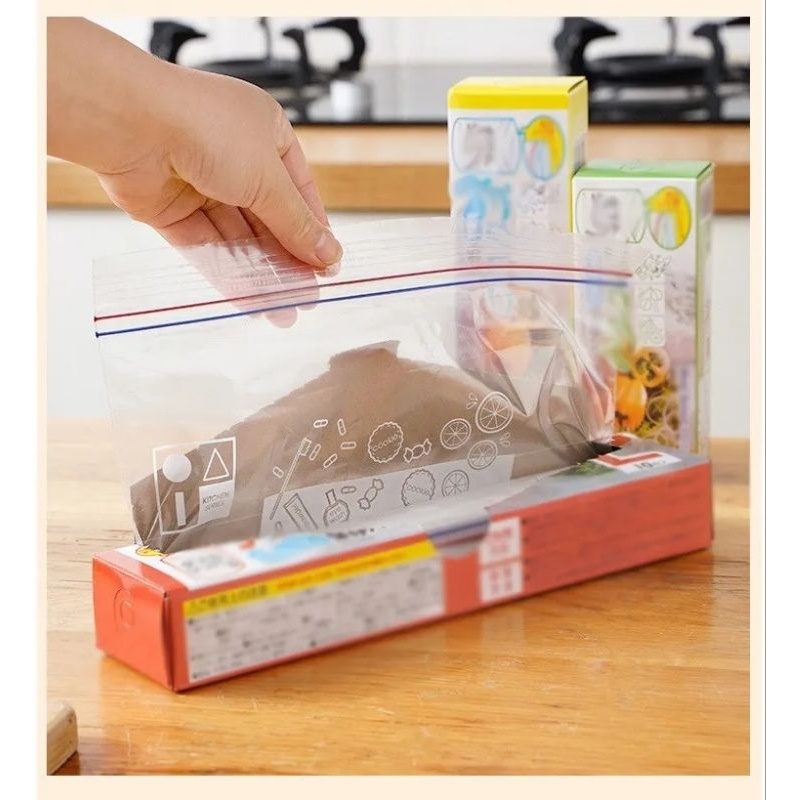 (Pimenova) Plastik Double Ziplock Reusable Fresh Bag Kantong Kulkas Penyimpan Makanan Sayuran