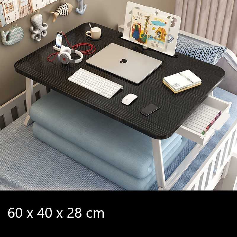 BOUSSAC Meja Lipat Laptop Foldable Bed Table with Drawer Cup Holder - BO-67