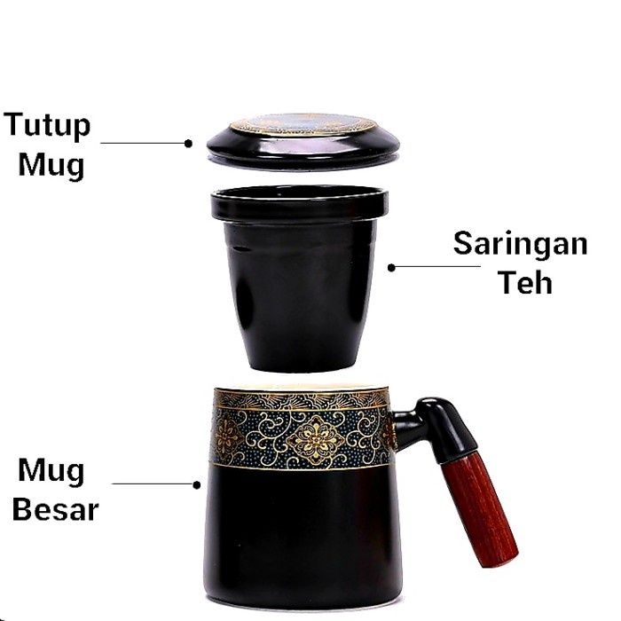 Mug Chinese Tea Set Saringan Teh Gelas Keramik Motif China Souvenir Teko Teh Gelas Kopi Premium Kado Harga Grosir Termurah