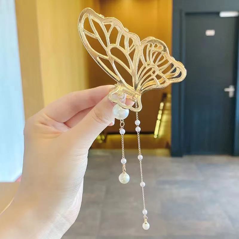 F41 INS Korean Square Acrylic Hair Claw Clip girl Women Fashion Gold Geometric Hairpin Pita Mutiara F41