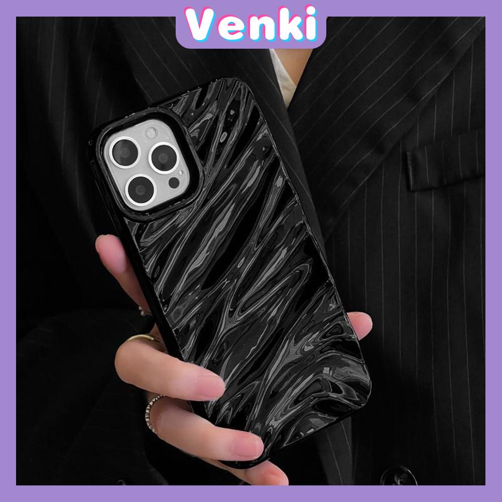 VENKI - Untuk iPhone 11 Case Soft Case Glossy 3D Ripple Dimensi Shockproof Coklat Ungu Hitam Putih Hijau Untuk iPhone 14 Pro Max 13 Pro max 12 Pro Max 11 iPhone XR XS 7Plus 8Plus