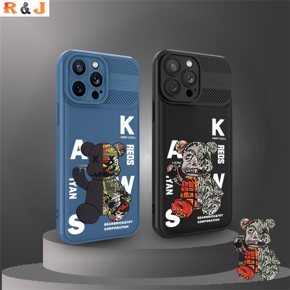 Casing Samsung A14 A13 A12 A04 A04E A04S A23 A20S A32 A50 A50S A30S A71 Camo Bearbrick Carbon Fiber Cross Grain Phone Cover