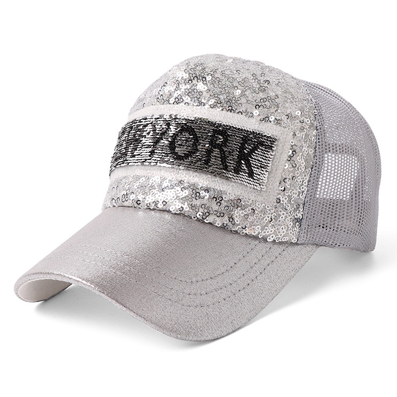 Topi Baseball Pria Wanita New York NY Motif Manik Sequin Glitter Gaya Korea Kece BSBQ