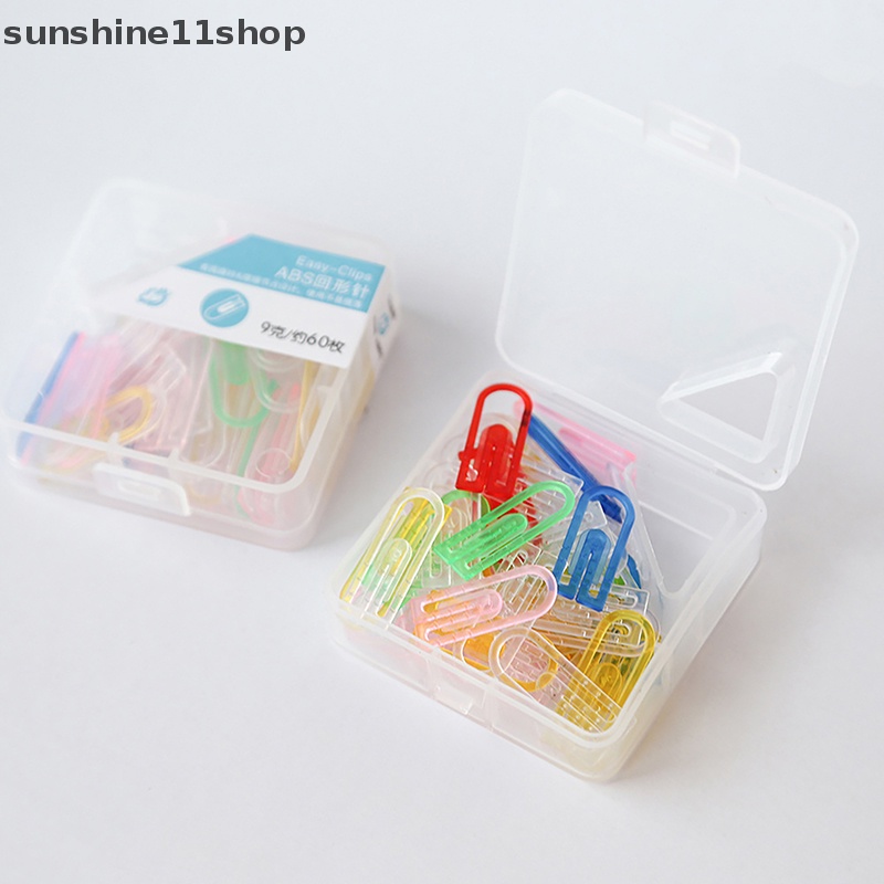 Sho 60pcs /box ABS Klip Kertas Mini Warna-Warni Kawaii Stationery Candy Color Clear Binder Klip Foto Tiket Notes Surat Paper Clip N