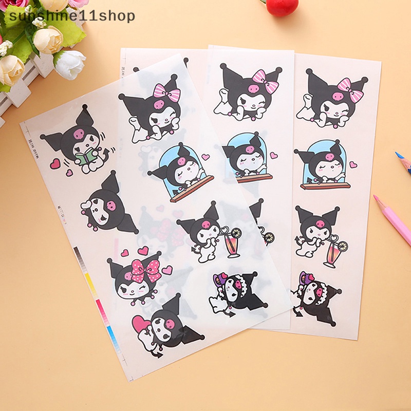 Sho 5pcs My Melody Kawaii Anime Kartun Stiker Cinnamoroll Kuromi Pvc Transparan Tahan Air Hias Perekat Diri Sticker N