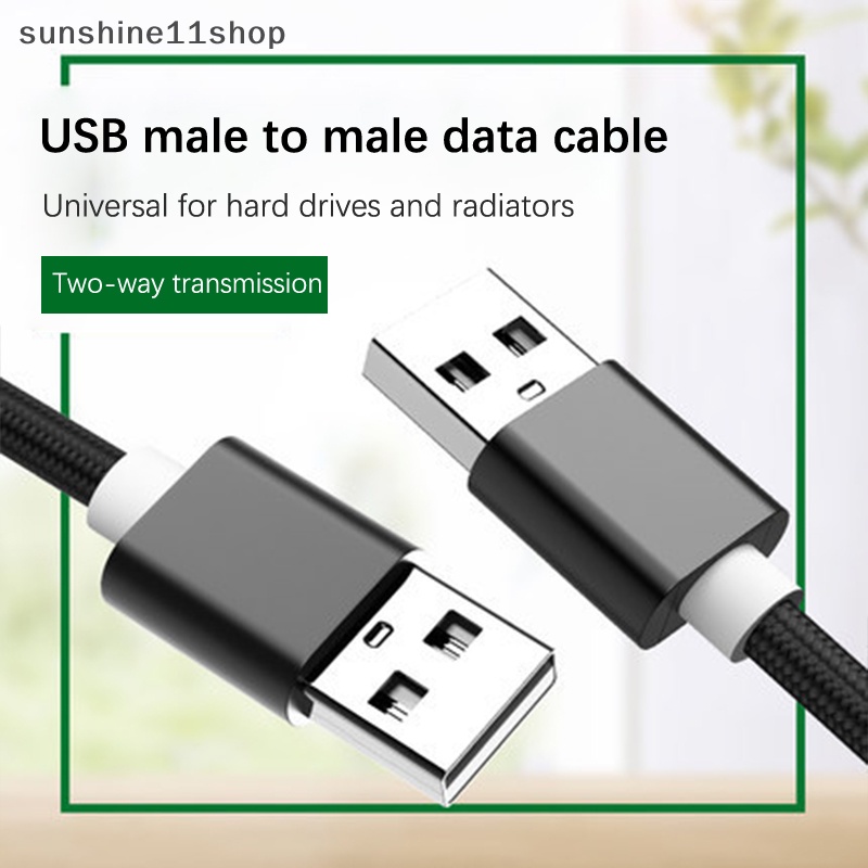 Sho Double USB to USB Extension male-to-male-to-duplicate Cable Hard Disk Kabel Data Untuk TV Box PC Radiator SSD Laptop Mobil Kabel USB N