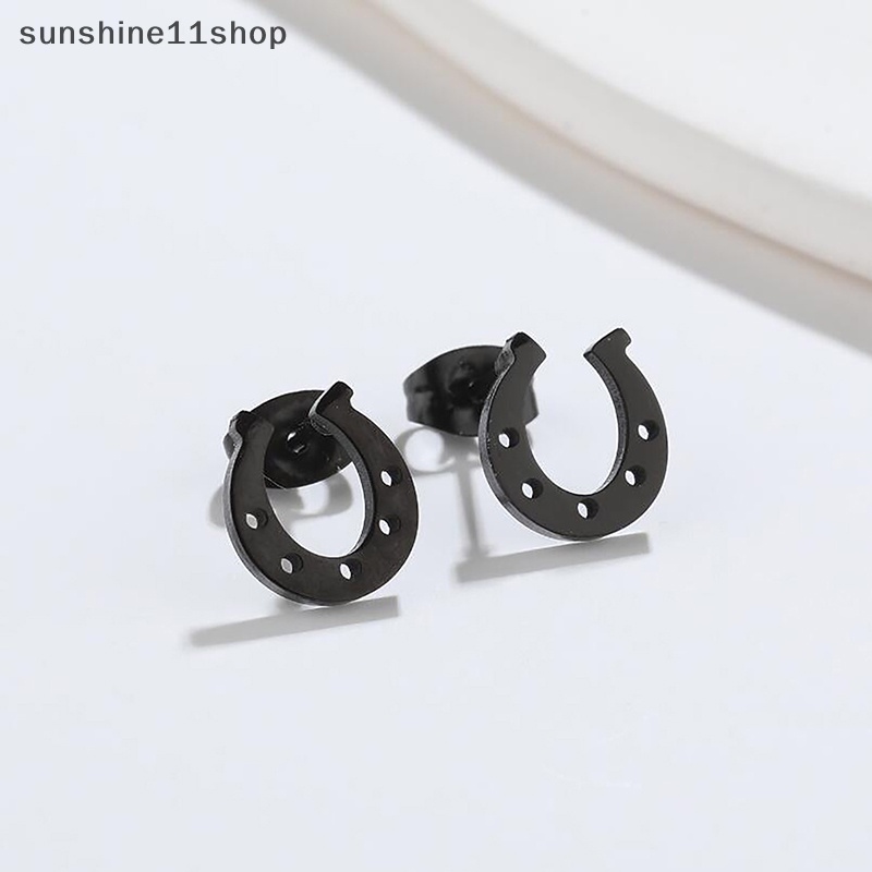 Sho 1pasang Anting Stud Bentuk U Bahan Stainless Steel Earing Sepatu Kuda Minimalis N