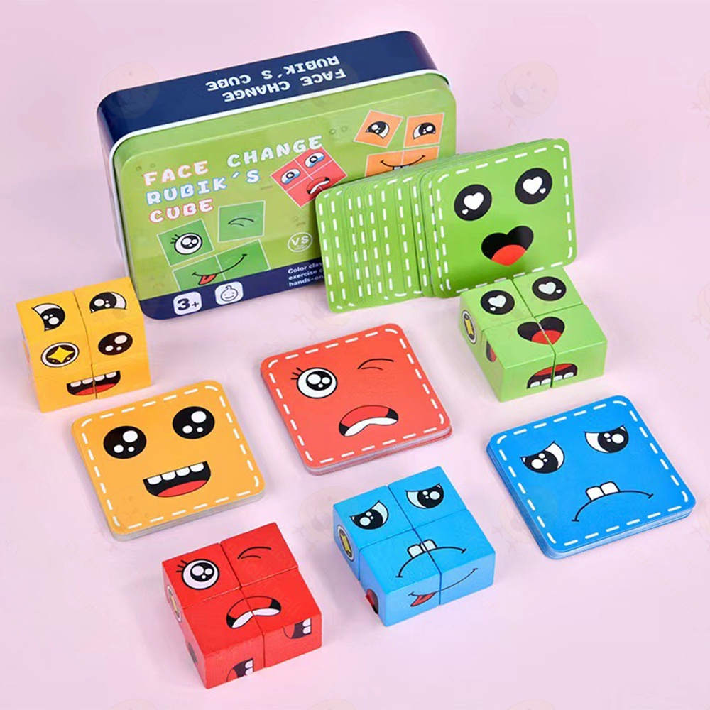 Lacoo Face changing rubik's cube Puzzle anak mainan edukasi Face changing cube