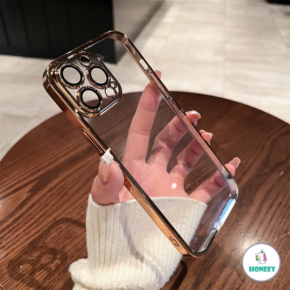 Casing Pelindung Perbatasan Ungu Shell Electroplated Anti Jatuh Untuk iPhone 14ProMax Phone Case Untuk iPhone XS XR 78 Plus 13 12 11 Pro Max