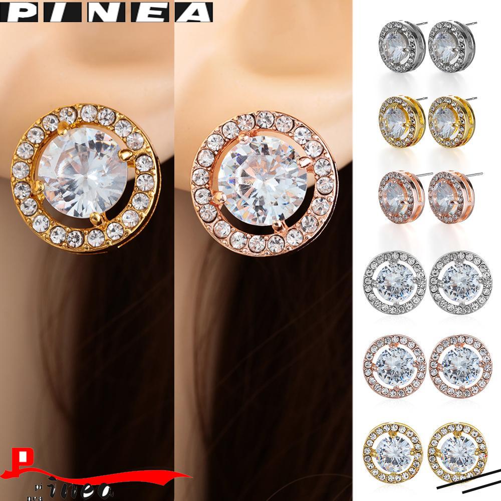 Anting Nanas Fashion Pernikahan Pertunangan Perhiasan Hadiah Zirkon Mengkilap Berlian Putih