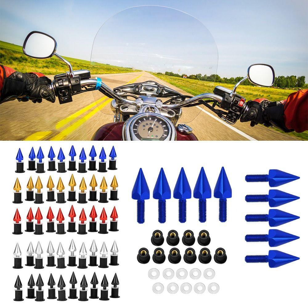 Populer 10PCS Sekrup Kaca Depan Motor Universal M5 Sekrup Mur Tetap Perlengkapan Motor