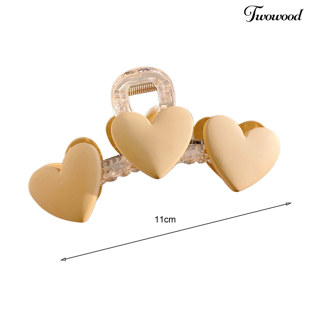 Twowood Women Hair Claw Heart Decor Desain Gigi Transparan Berongga Keluar Elastis Musim Semi Rambut Dekorasi Anti-slip Cakar Kuat Wanita Hair Gripper Alat Styling Rambut