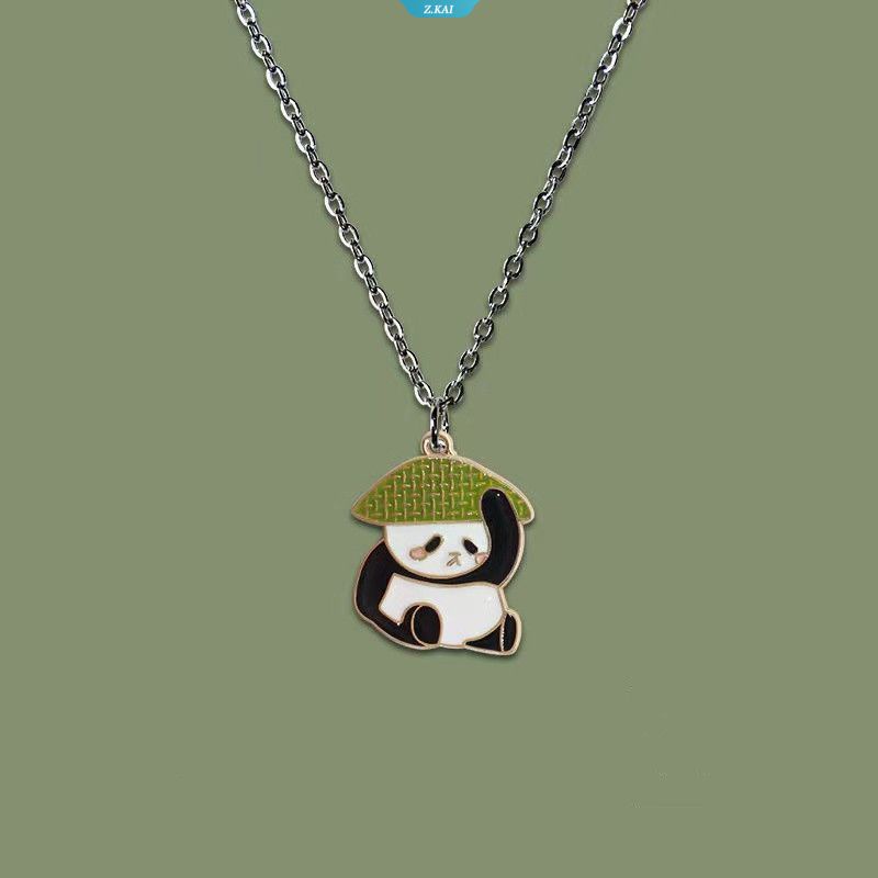 Fashion Kartun Panda The Fighting Panda Dengan Keranjang Bambu Kalung Lucu Olahraga Menyenangkan Panda Liontin Choker Untuk Hadiah Ulang Tahun Anak [ZK]
