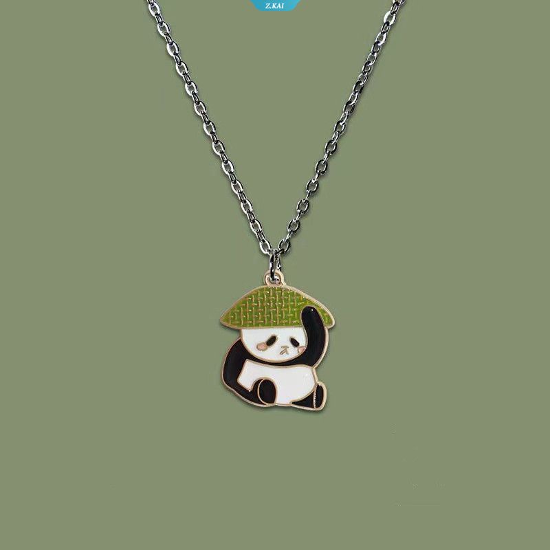 Fashion Kartun Panda The Fighting Panda Dengan Keranjang Bambu Kalung Lucu Olahraga Menyenangkan Panda Liontin Choker Untuk Hadiah Ulang Tahun Anak [ZK]