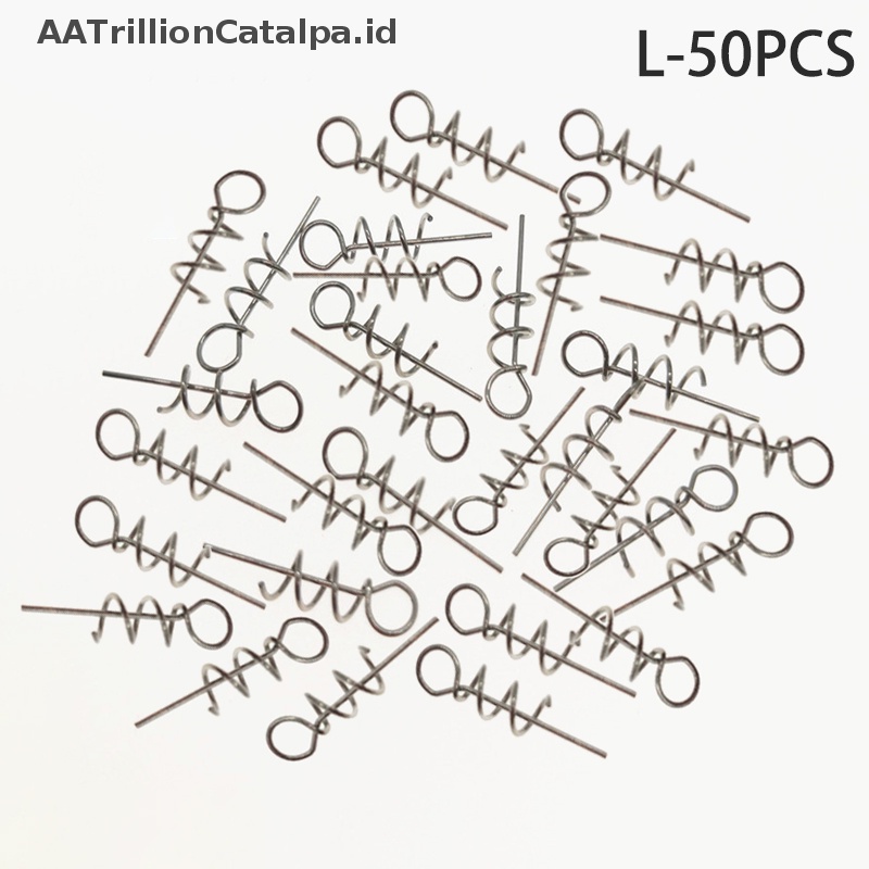 Aatrillioncatalpa 50pcs Spring Lock Pin Crank Hook Konektor Pancing Stainless Steel Putar ID
