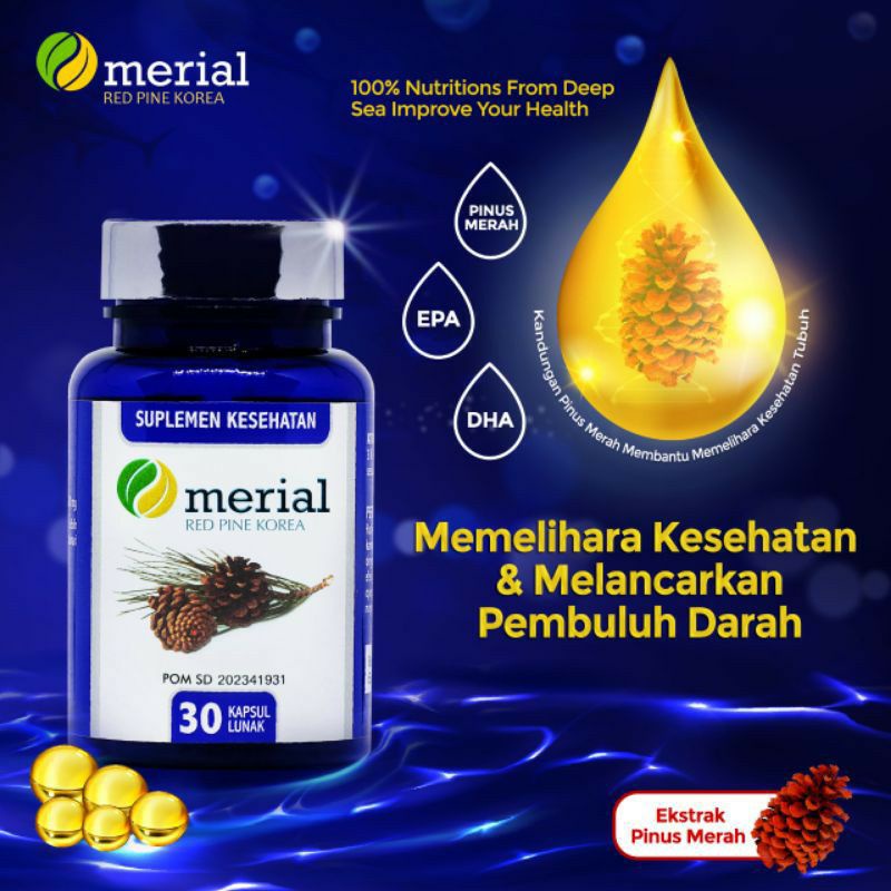 ORIGINAL 100% (WHA)Merial Original Obat Kolesterol Darah TinggiJantung Ekstrak Red Pine Korea Bpom Asli
