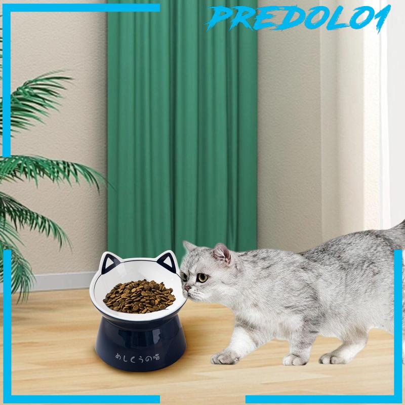 [Predolo1] Mangkok Makanan Kucing Keramik Susun Piring Cat Food and Water Raised Bowl Stylish