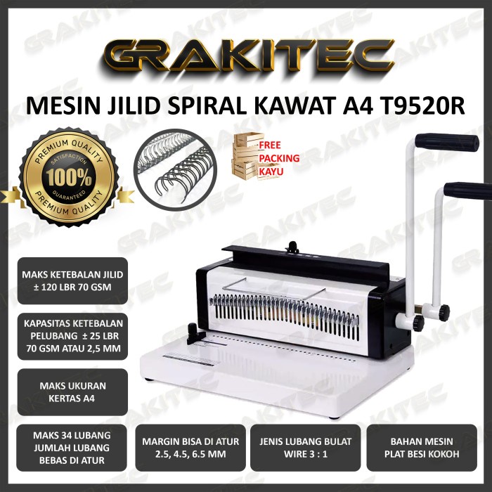 

Mesin Jilid Spiral Kawat GK-TECH TD-1231 BAHAN MESIN LOGAM BESI - A4 TD1231
