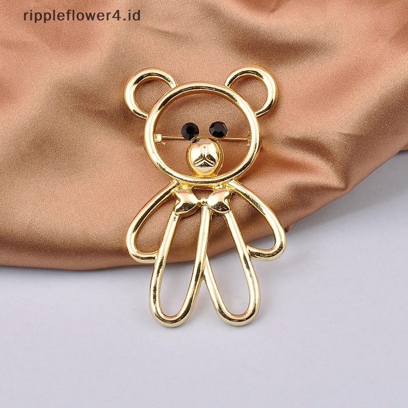 {rippleflower4.id} Bros Bergaya Wanita Baru Bros Beruang Berongga Lucu Trendi High-End Desain Pin Mantel Selendang Syal Kemeja Gesper Aksesoris Dekoratif~