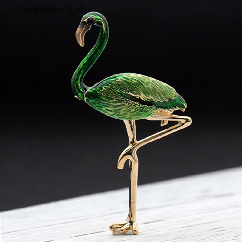 {rippleflower4.id} Flamingo Bros Pin Enamel Kerah Bros Wanita Lencana Perhiasan Bros Aksesoris~