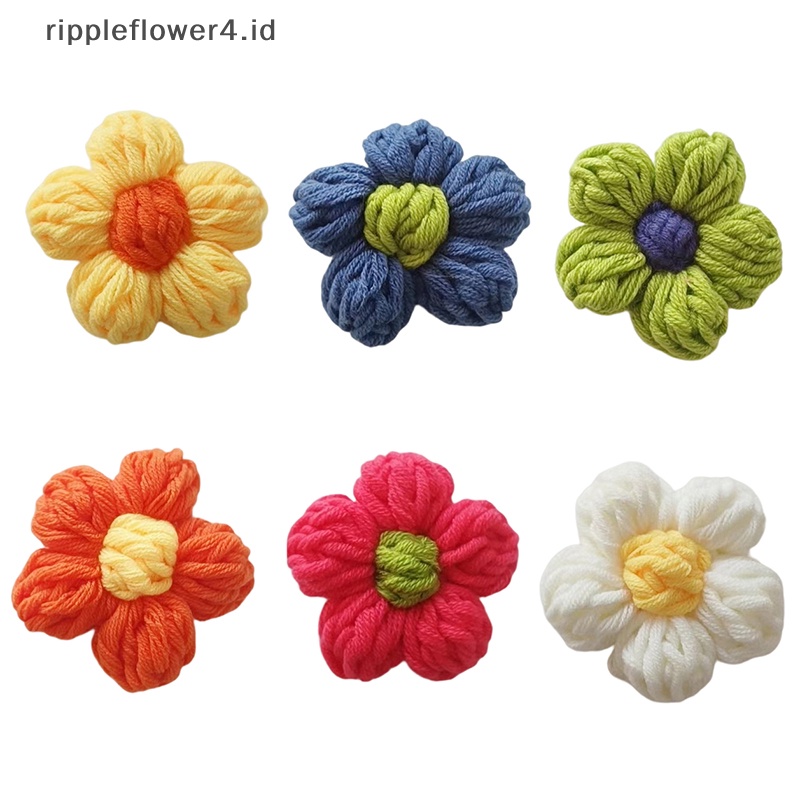 {rippleflower4.id} Handmade Rajut Bunga Bros Pin Perhiasan Wanita Gaun Pakaian Sederhana Kerah Pin Aksesoris~