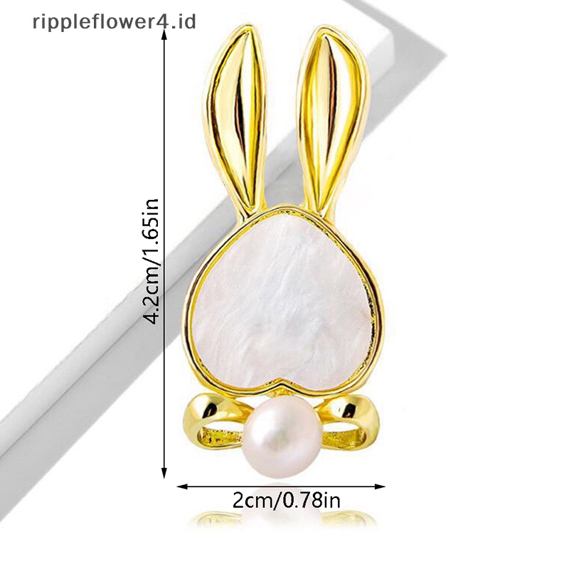 {rippleflower4.id} Bunny Bros Mutiara Air Tawar Desain Kecil Dan Indah Kelinci Anti-Hilang Bros Gesper Pin Tetap Clothe Press Kerah Aksesoris~